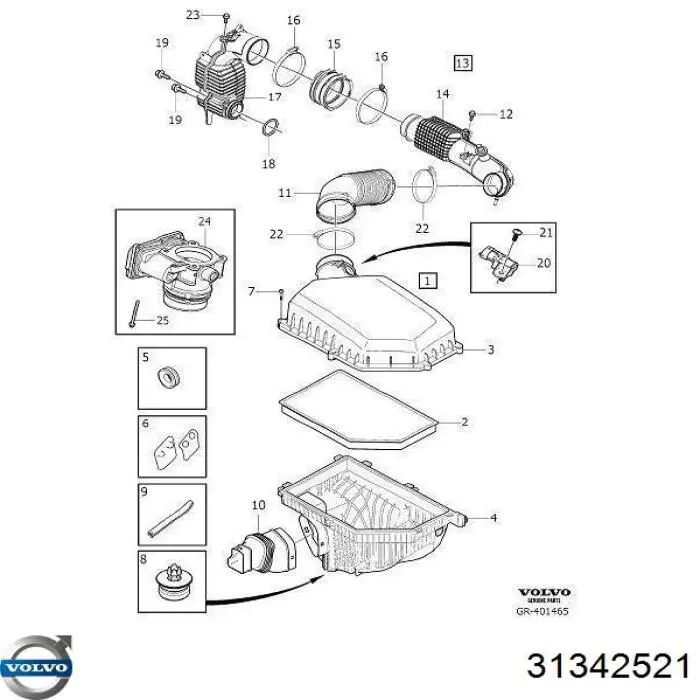 Купити 31342521 Volvo Повітромір
