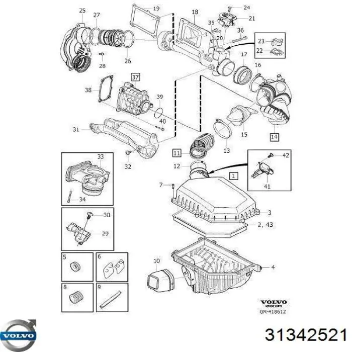 Датчик масової витрати повітря Volvo 31342521 ціна, від 38.01 USD