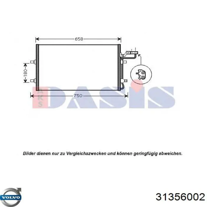 Конденсатор кондиціонера Volvo 31356002 ціна, від 92.49 USD
