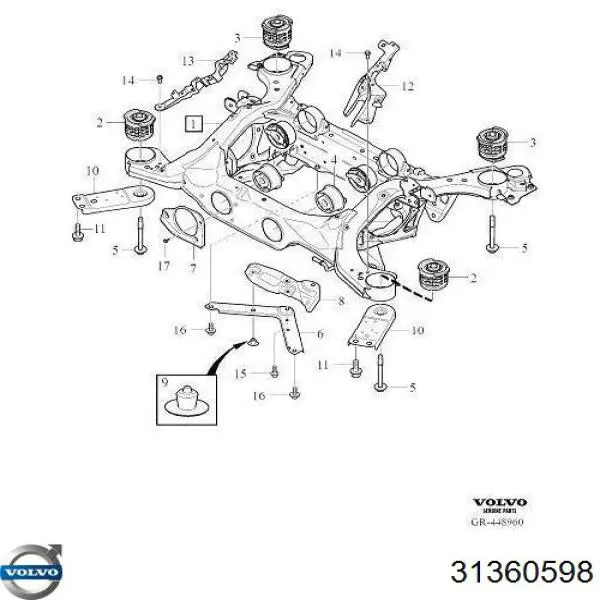 31360598 Volvo Подушка задньої балки