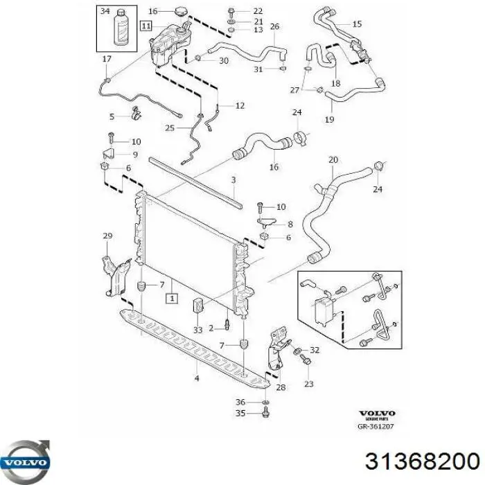 Шланг розширювального бачка, верхній Volvo 31368200 ціна, від 25.34 USD