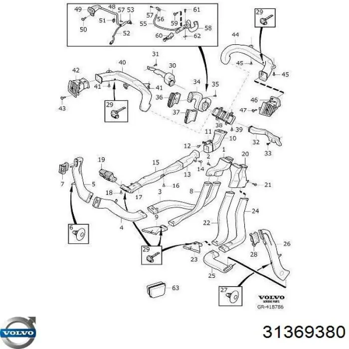 Решітка задня вентиляції салону, ліва 31369380 Volvo