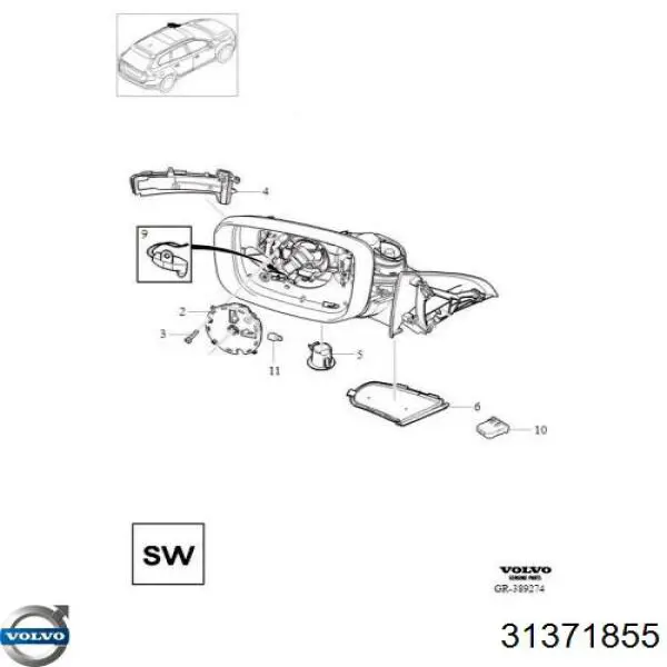Купити 31371855 Volvo Дзеркало праве