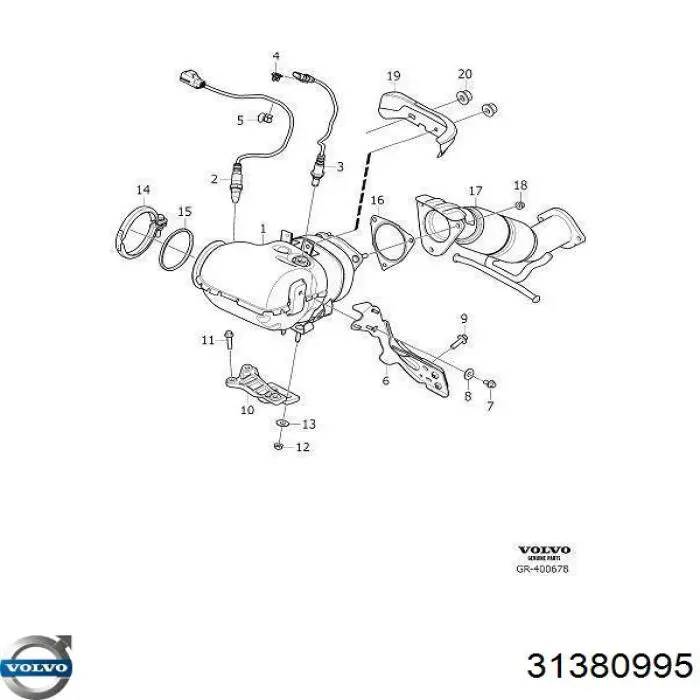 31380995 Volvo Лямбдазонд, датчик кисню до каталізатора