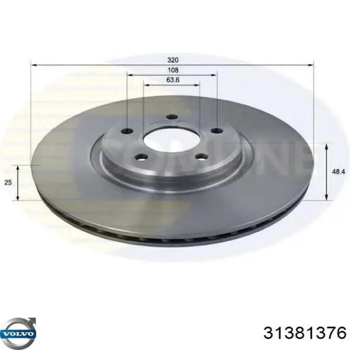 Диск гальмівний передній 31381376 Volvo