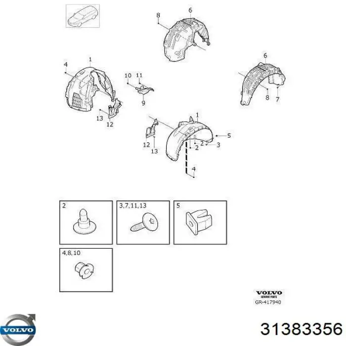 32392133 Volvo Підкрилок заднього крила, лівий