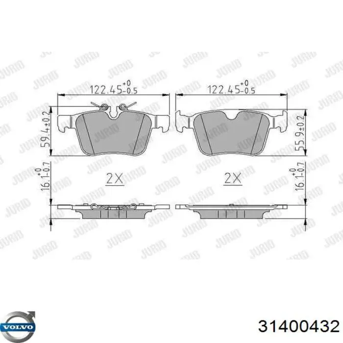 Задні гальмівні колодки Volvo 31400432 ціна, від 49.15 USD