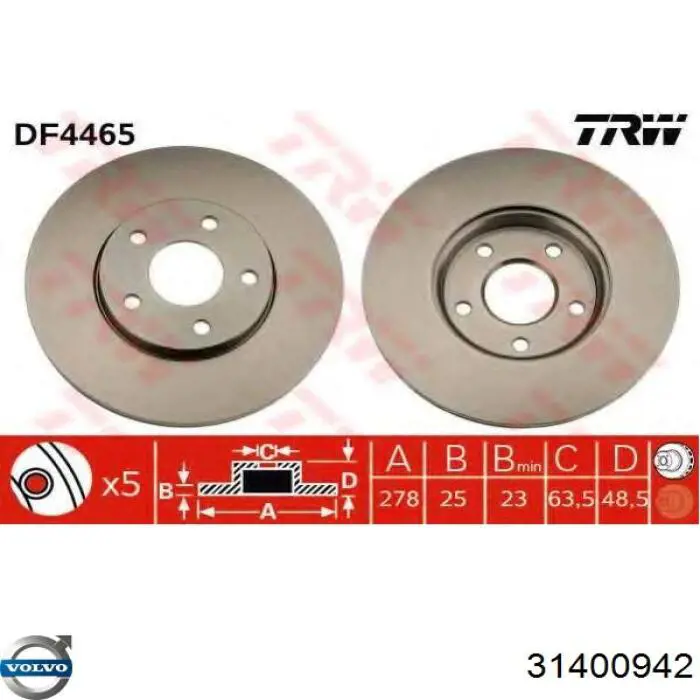 Купити 31400942 Volvo Ротор гальмівний