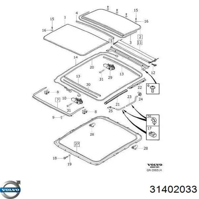 Кришка люка даху передня Volvo 31402033 ціна, від 595.44 USD