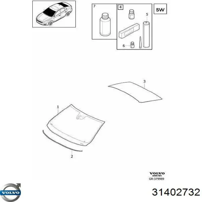 31402732 Volvo Автомобільне скло