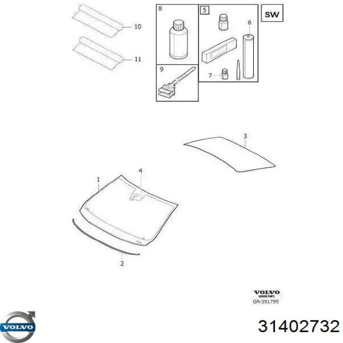 Купити 31402732 Volvo Вікно вітрове