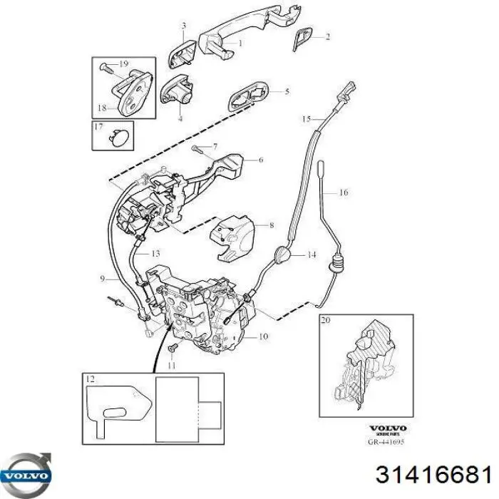 Купити 31416681 Volvo Замок передньої лівої двері