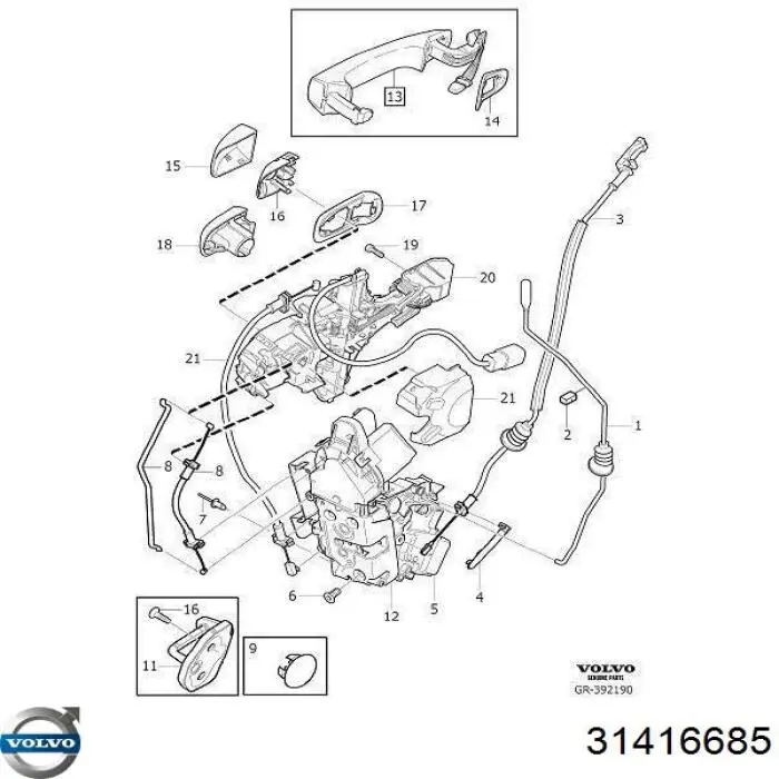 Замок передньої двері, лівої Volvo 31250269 ціна, від 76.01 USD