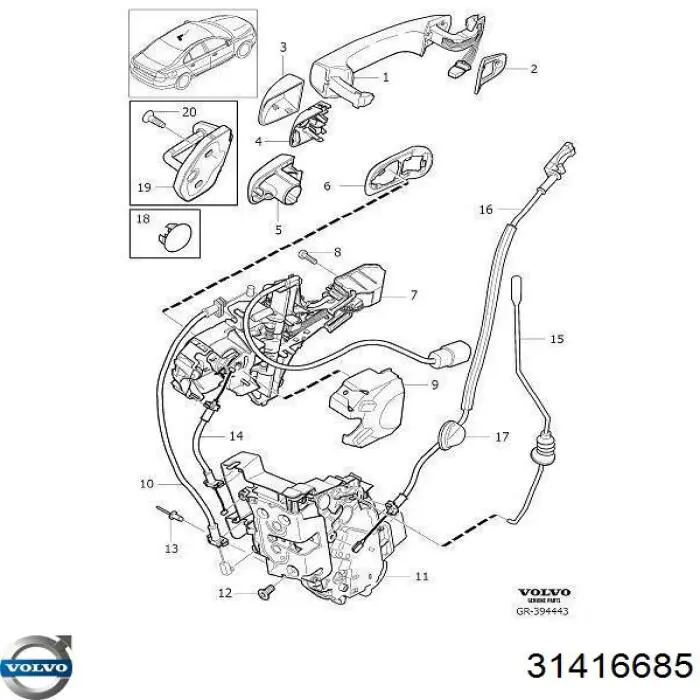 Замок дверей водія Volvo 31250269