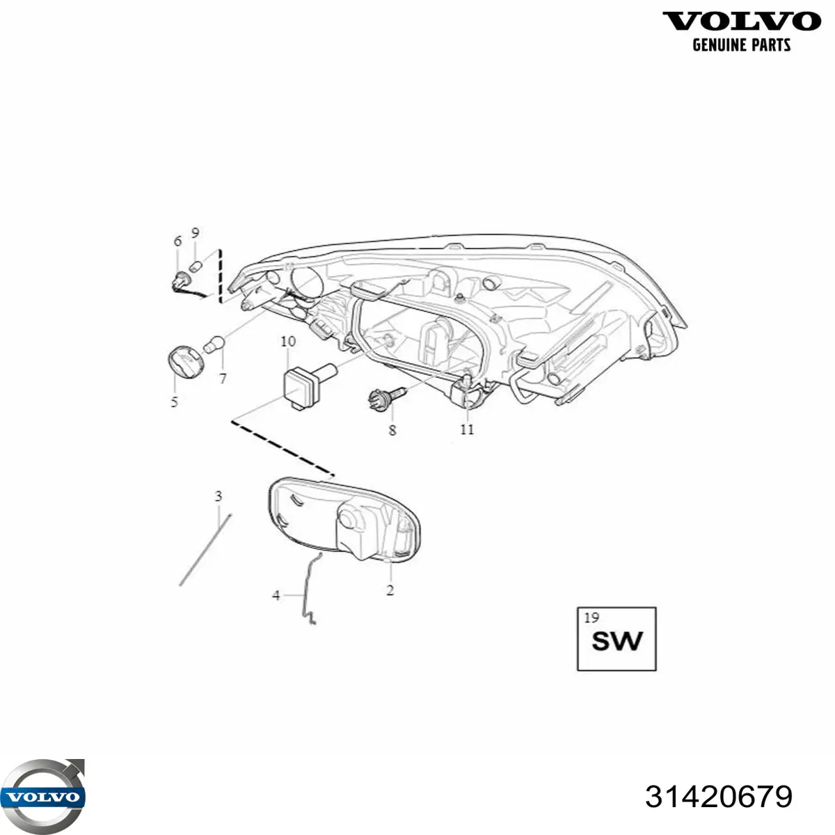 Фара ліва 31420679 Volvo