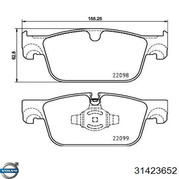 Купити 31423652 Volvo Колодки гальмівні передні, дискові