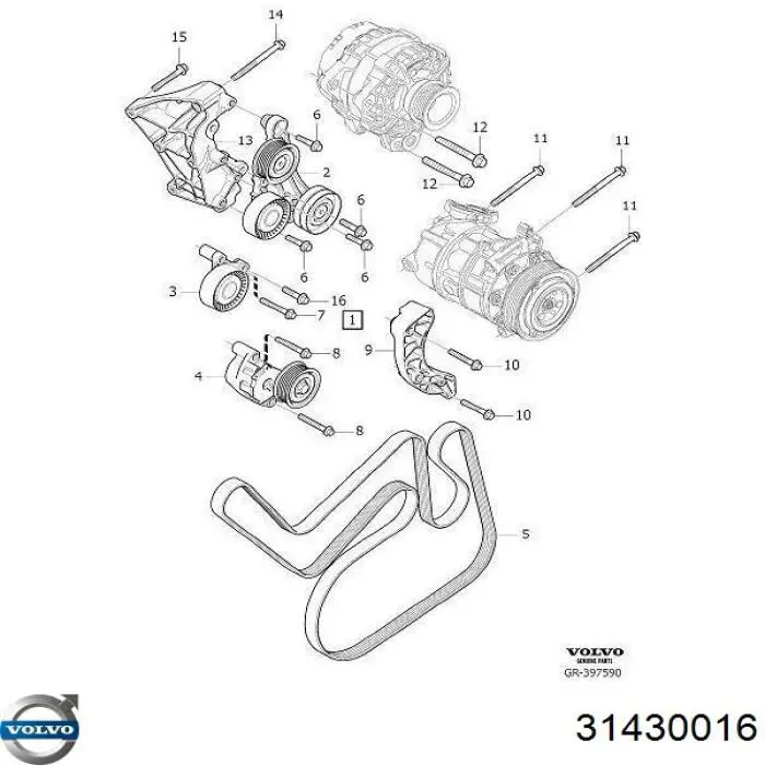 Клиновий ремінь Volvo 31430016 ціна, від 27.61 USD
