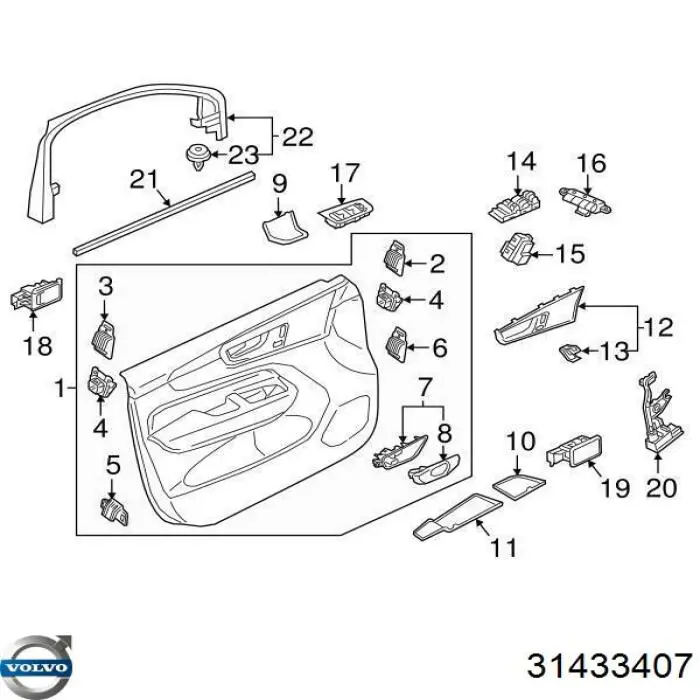Кнопковий блок керування склопідіймачами передній лівий Volvo 31433407