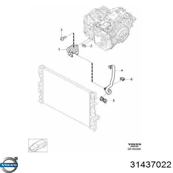 Радіатор охолодження, АКПП 31437022 Volvo