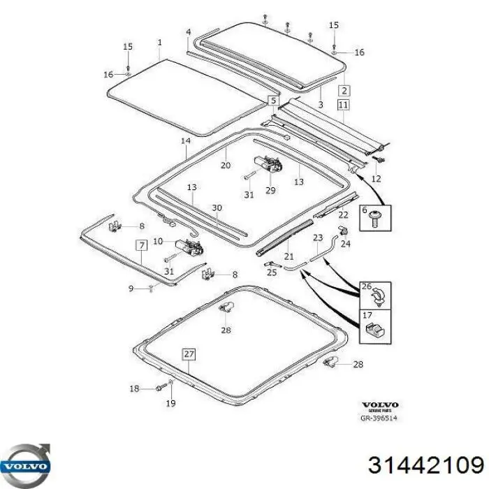 31442109 Volvo Мотор приводу люка