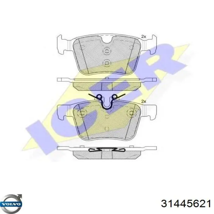 Задні гальмівні колодки 31445621 Volvo