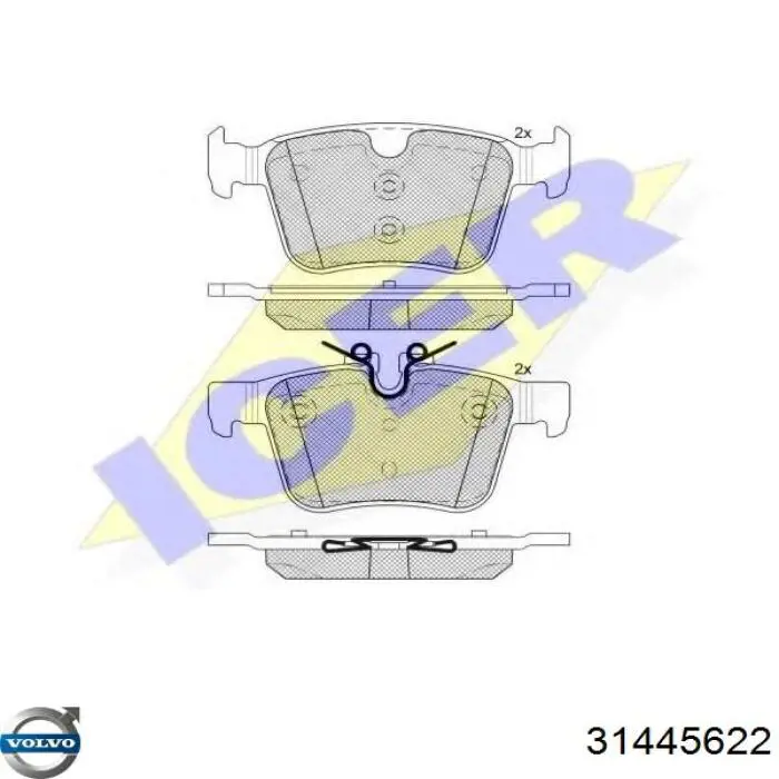 Задні гальмівні колодки 31445622 Volvo