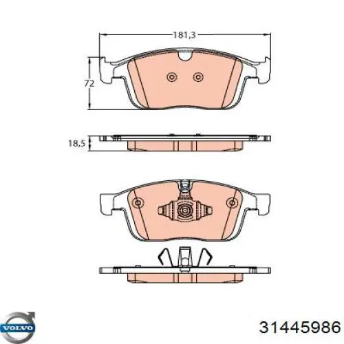 Гальмівні колодки Volvo 31445986 ціна, від 59.15 USD