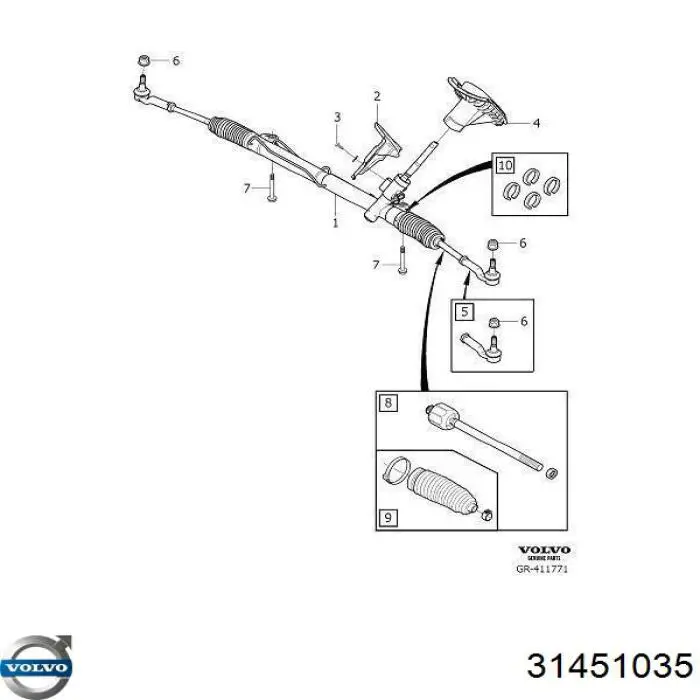 Тяга рульова поперечна Volvo 31451035 ціна, від 15.53 USD
