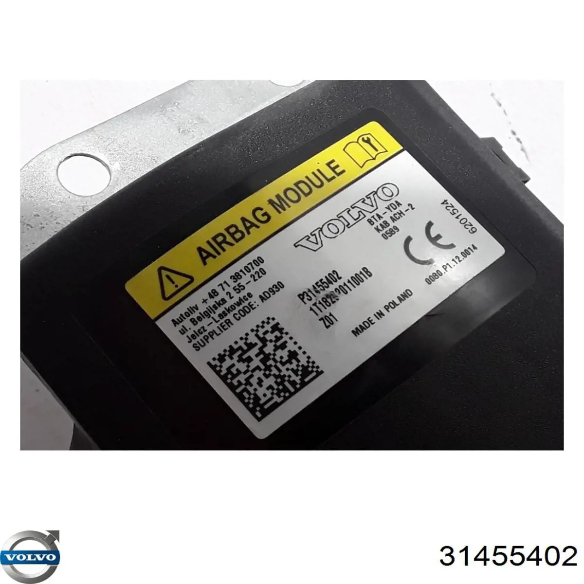 Подушка безпеки, водійська, AIRBAG, захисту колін 31455402 Volvo