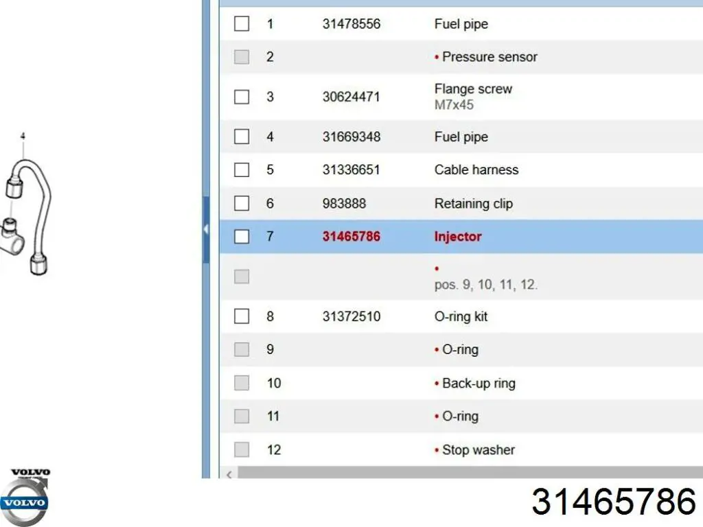 Купити 31465786 Volvo Форсунка дизельна в зборі, розпилювач + тримач