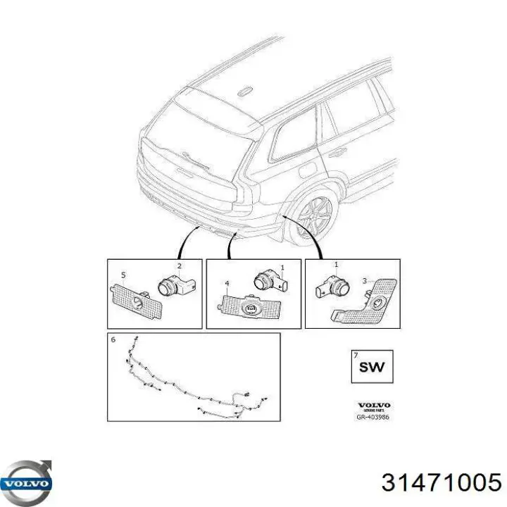 31471005 Volvo датчик сигналізації парковки (парктронік, передній/задній, центральний)