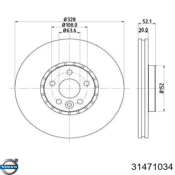 Гальмівні диски передні 31471034 Volvo