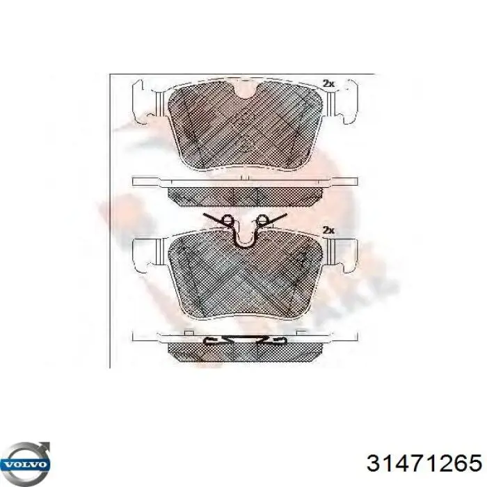 Задні гальмівні колодки 31471265 Volvo