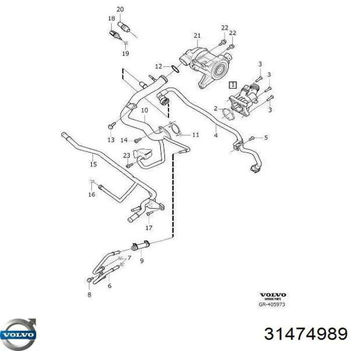Купити 31474989 Volvo Корпус термостата