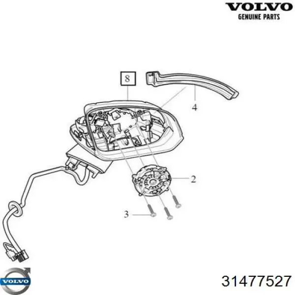 Купити 31477527 Volvo Скло дзеркала заднього виду, правого