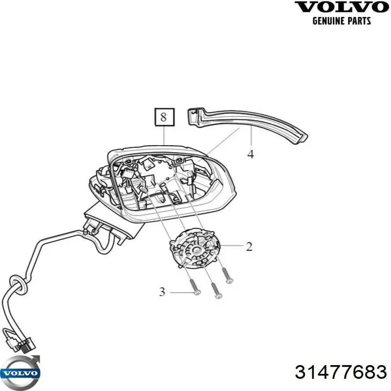 31477683 Volvo Праве дзеркало заднього виду