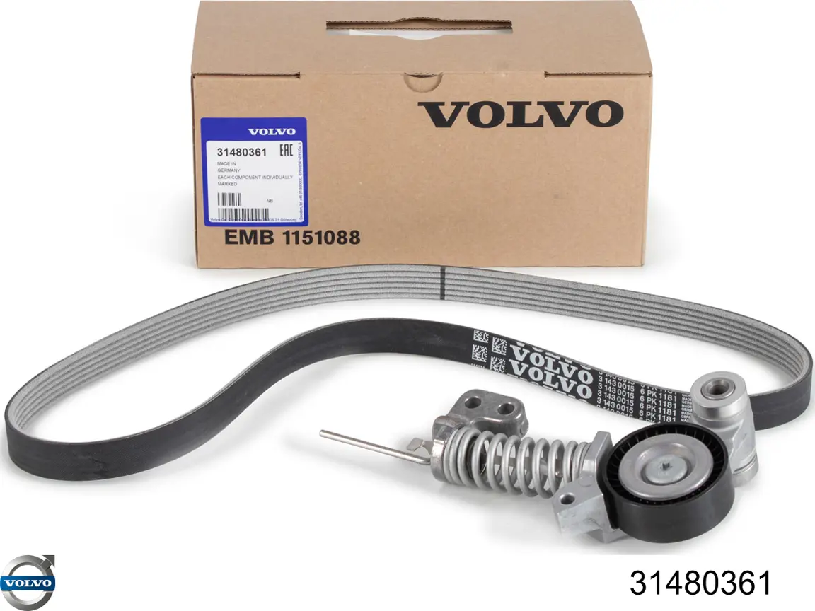 Ремінь приводний, агрегатів, комплект Volvo 31480361 ціна, від 108.52 USD
