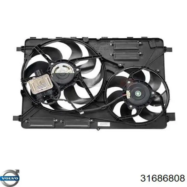 31686808 Volvo Дифузор радіатора охолодження, в зборі з мотором і крильчаткою