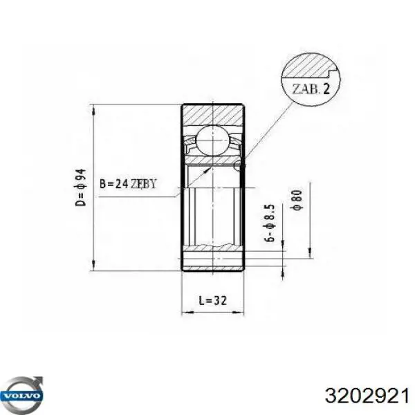 ШРКШ внутрішній, передній Volvo 3202921 ціна, від 29.36 USD
