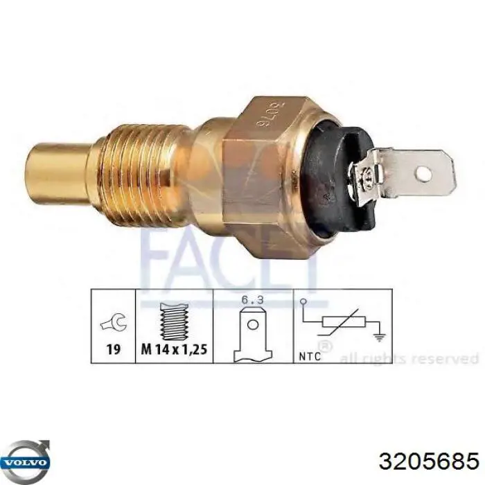 Термодатчик охолоджуючої рідини Volvo 3205685 ціна, від 20.45 USD