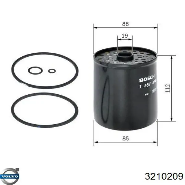 Фільтр тонкого очищення палива Volvo 3210209 ціна, від 3.38 USD