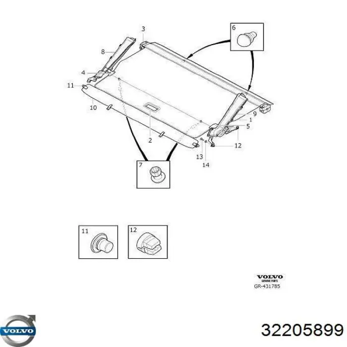 Шторка двері багажного відсіку Volvo 32205899 ціна, від 202.47 USD