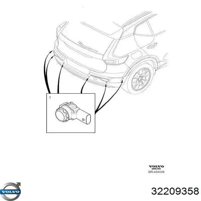 Купити 40000686 Volvo Датчик сигналізації паркування (парктронік), задній бічній