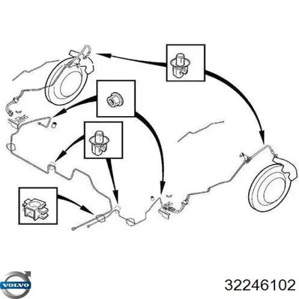 32246102 Volvo Шланг гальмівний задній, лівий