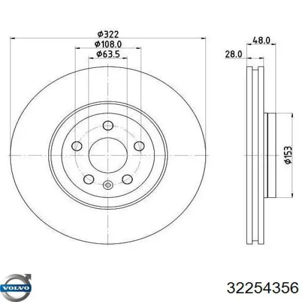 Диск переднього гальма Volvo 32254356 ціна, від 78.31 USD