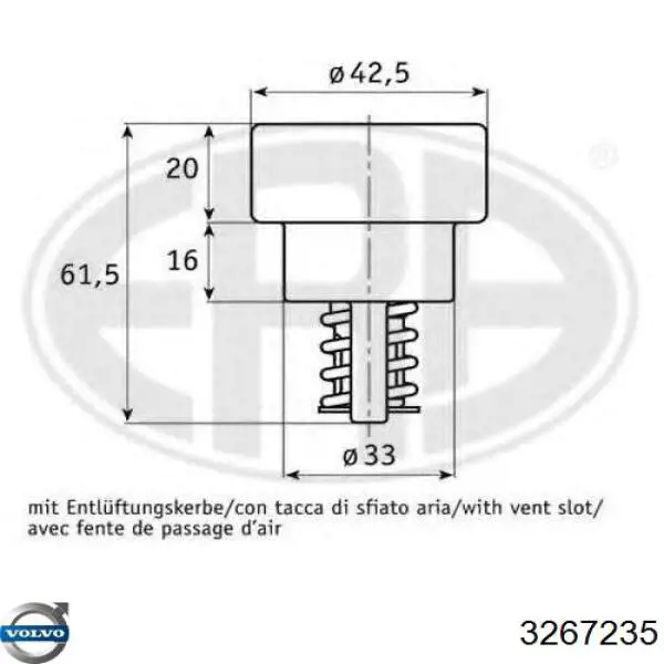 Купити 3267235 Volvo Термостат в корпусі