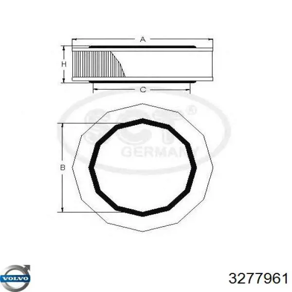3277961 Volvo Повітряний фільтр двигуна