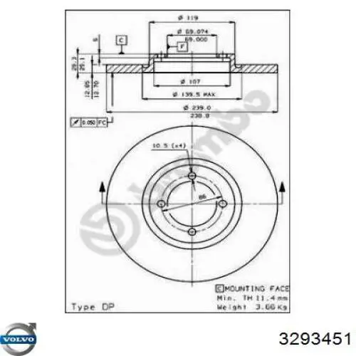 3210674 Volvo Гальмо дискове переднє