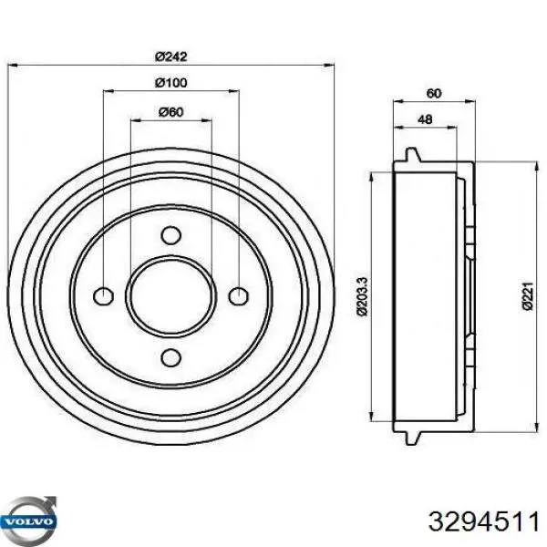 Барабан гальмівний задній 3294511 Volvo