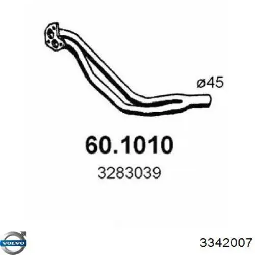 3342007 Volvo Труба приймальна (штани) глушника, передня